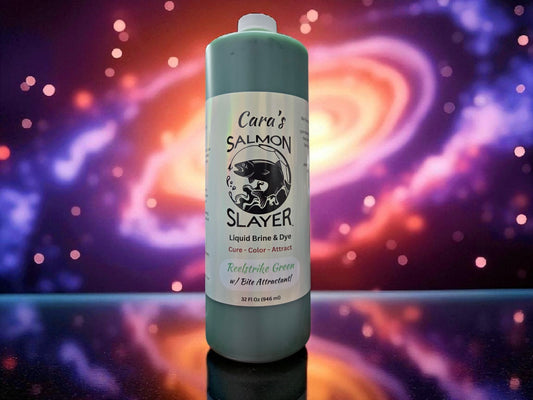 Cara's Salmon Slayer Liquid Brine & Dye - Reel Strike Green 32z